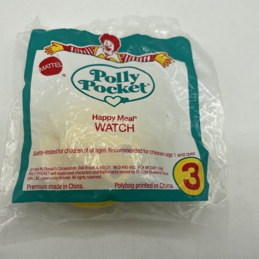 McDonalds Happy Meal Polly Pocket Toy Number 3 Yellow Watch 1994 Jewelry Set NEW